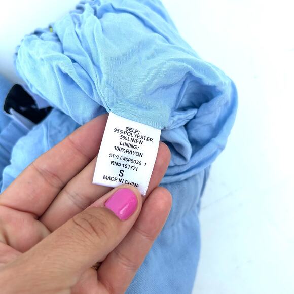 Yellow The Label Yllw Set Wide Leg Pants Crop Blue Vacation Co-Ord Medium Small - Picture 13 of 14